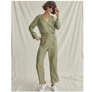 Elizabeth and James Green Soft V Neck Relaxed Fit Jumpsuit XL